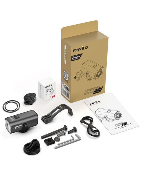 TOWILD Urban mini Bike Lights for Night Riding Bike Light Set Compatibility with Brompton,800 Lumens Bike Front Light USB-C Rechargeable Waterproof Bicycle Headlight