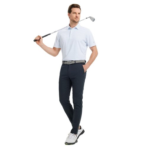 M MAELREG Striped Polo Shirts for Men Breathable Mens Collared Shirts Short Sleeve Performance Dry Fit Golf Polo