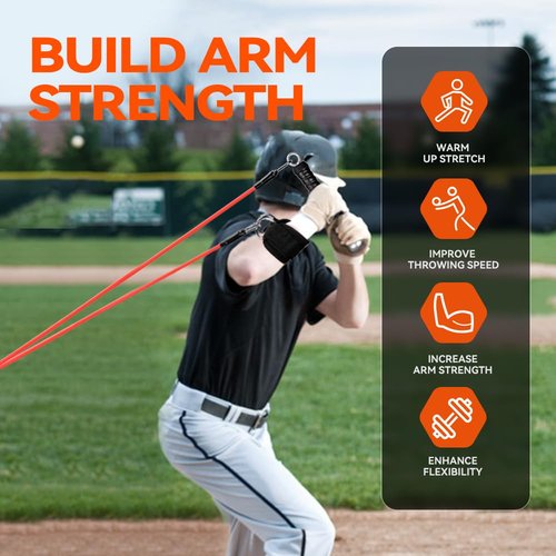 Hikeen Resistance Bands for Baseball, 50 LBS Trainer Kits With Interchangeable Grips to Build Pitching Arm Strength, Training Aid for Players, Pitching Trainer