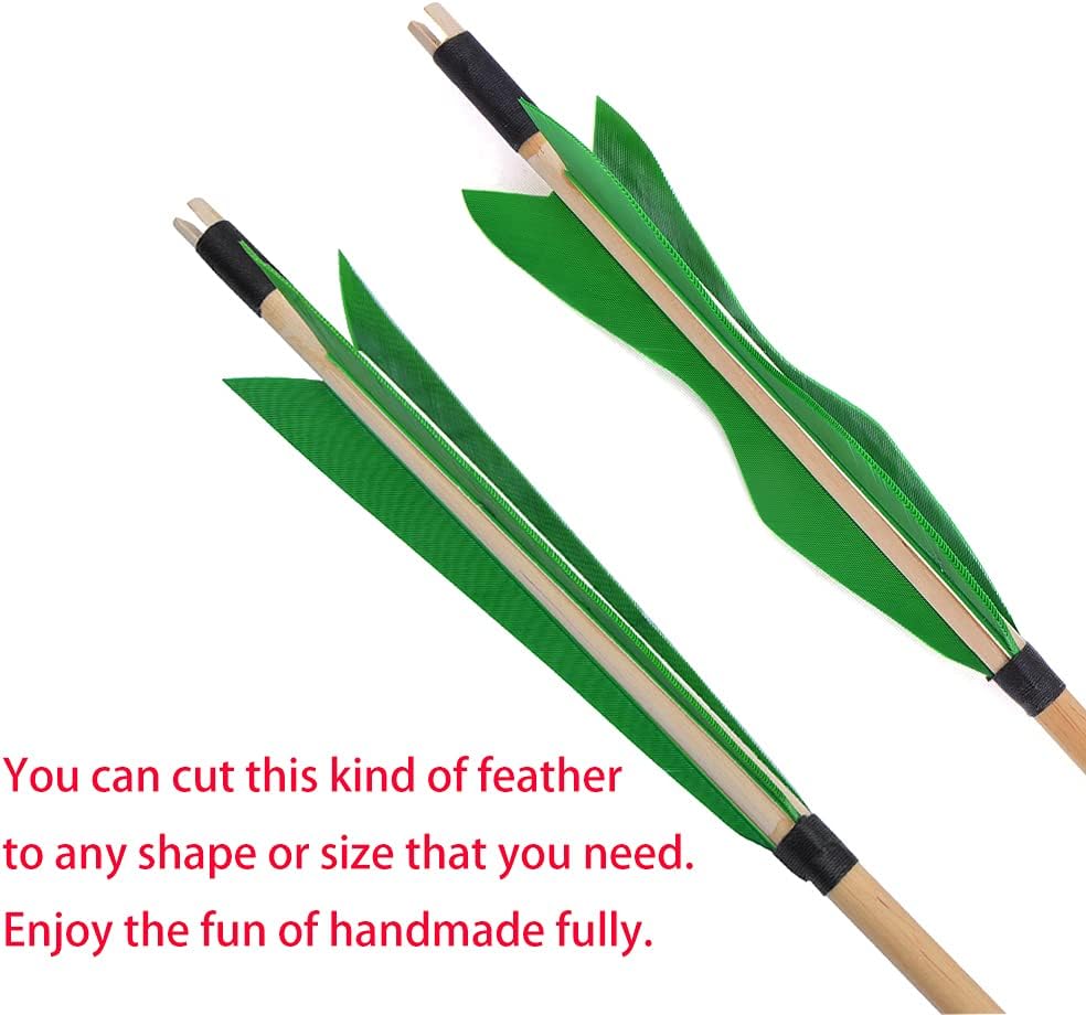 ZSHJGJR 50 Pack Archery Arrow Spiral Twist Wrap Full Length Feathers Left Wing Feathers Fletches Fletching (8-11inch) for Flu-Flu Arrows
