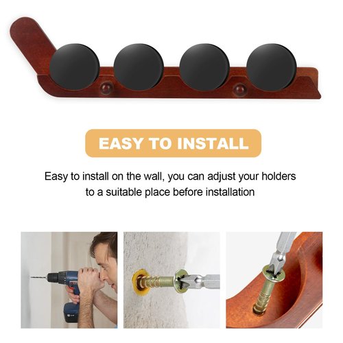 LyunZiS 2 Pack Hockey Puck Display Case for Father's Day Gifts, Wooden Wall Mount Holder with Hooks - Hockey Puck Holder Living Room Stick Decor Accessory for Player Team Gift - Brown