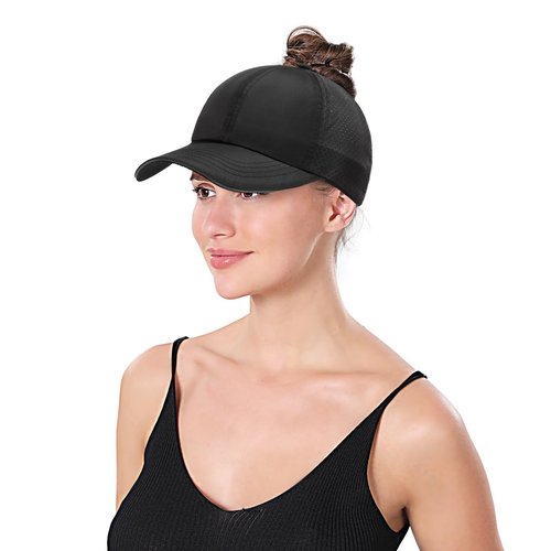 ZTL Women's High Ponytail Baseball Cap Race Day Performance Running Hat, Quick Drying Mesh Sports Hats with Reflective Trim