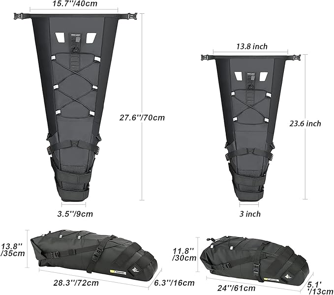 Rhinowalk Bike Saddle Bag 10/13L Waterproof Bicycle Under Seat Bag Cycling Storage Bag for Mountain Road Bike