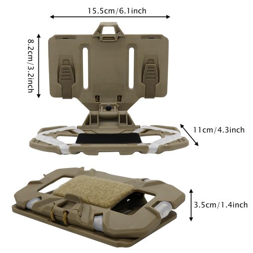 Qavctw Tactical molle Phone Holder Mount Plate Carrier Vest Attachments, Foldable Universal Tactical Chest Plate Carrier Phone Holder Mount for Screen Size 4.7-6.7