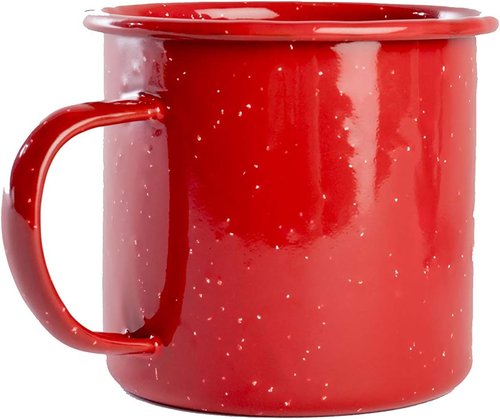 Enamel Mug- Outdoor Camping Mugs - Ideal For Early Morning Coffee Or Cold Beverages- Coffee Mug- 16 Oz (Red)