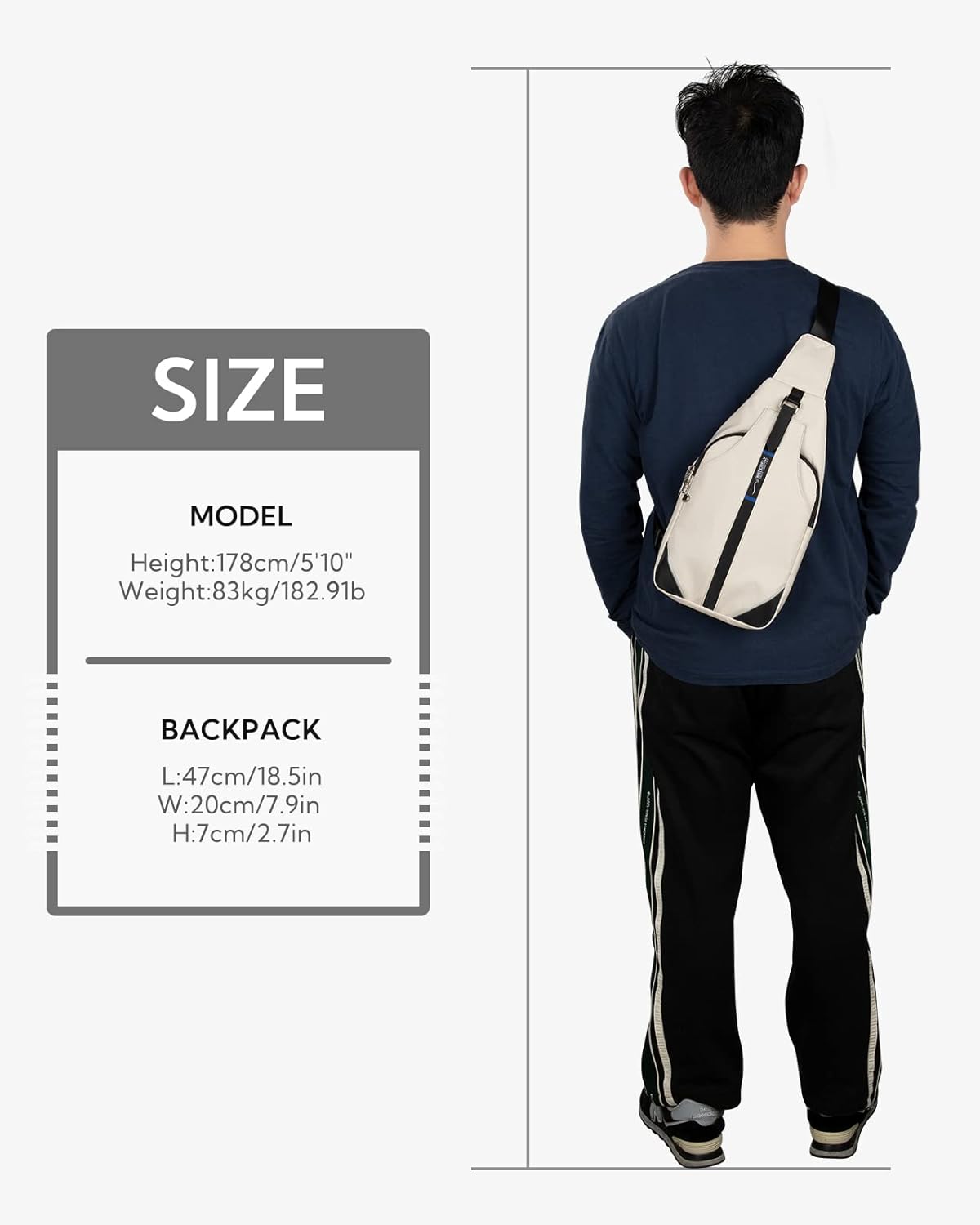 WATERFLY Small Crossbody Sling Backpack Anti Theft Backpack for Traveling Chest Bags for Men&Women Multipurpose Casual Daypack Hiking Shoulder Bag (Black)