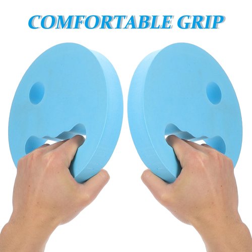 POPETPOP Water Exercise Discs : 2Pcs EVA Foam Water Weights for Pool Exercise - Round Hand Held Floating Swimming Disc for Kids, 7.07X7.07X1.10in (Blue)