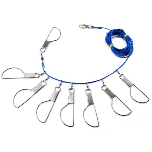 Alwonder Fish Stringer 16ft, Fishing Stringer with Stainless Steel Swivels Snaps Locks and Heavy Duty Ground Pillar, Stringers Fishing Gear for Trout Bass Salmon Walleye