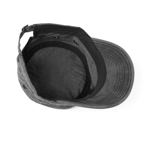 meioro Washed Cotton Military Caps Unisex Adjustable Cadet Army Cap Classic Vintage Captain Hat Flat Top Cap （Black）