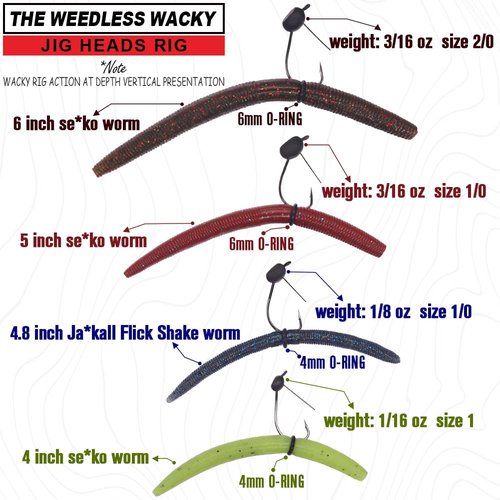 Weedless-Weighted-Wacky-Rig-Hooks-for-Bass-Fishing-Wide-Gap-Worm-Hook-Jig-Heads 10 Pack (1/8oz (3.5g)-10 Pack, 2/0 Hooks)