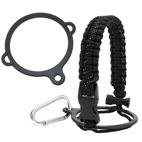 FMHXG 8PCS Paracord Water Bottle Loop Strap 3 Hole Plastic Ring Cup Accessory Safety Water Bottle Loop Sports Insulated Mug Plastic Carrying Ring 2.3 inch for Water Bottle Carrier Stand Handle Black