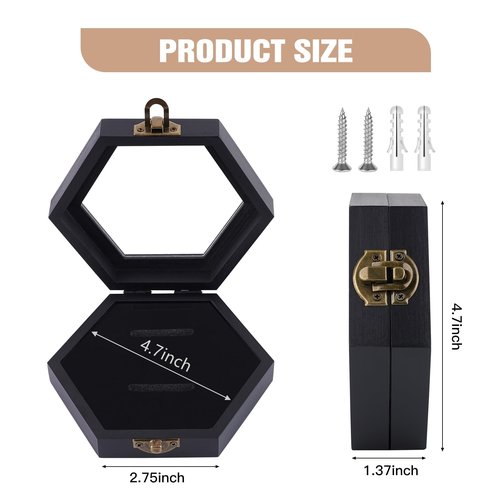 BiJun Medal Display Case, Medal Display Case Hanger Shadow Box for Medals Race Medal Display of Sports Medals Track Field Spartan Races Running Marathons (Black 6pc)