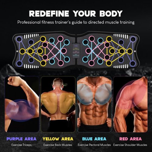Haiponfph Push Up Board Fitness, 9 in 1 Strength Training Equipment,Home Gym System,Multi-Functional Push up Stands System Fitness Floor Chest Exercise,Training Arm Men & Women Weights