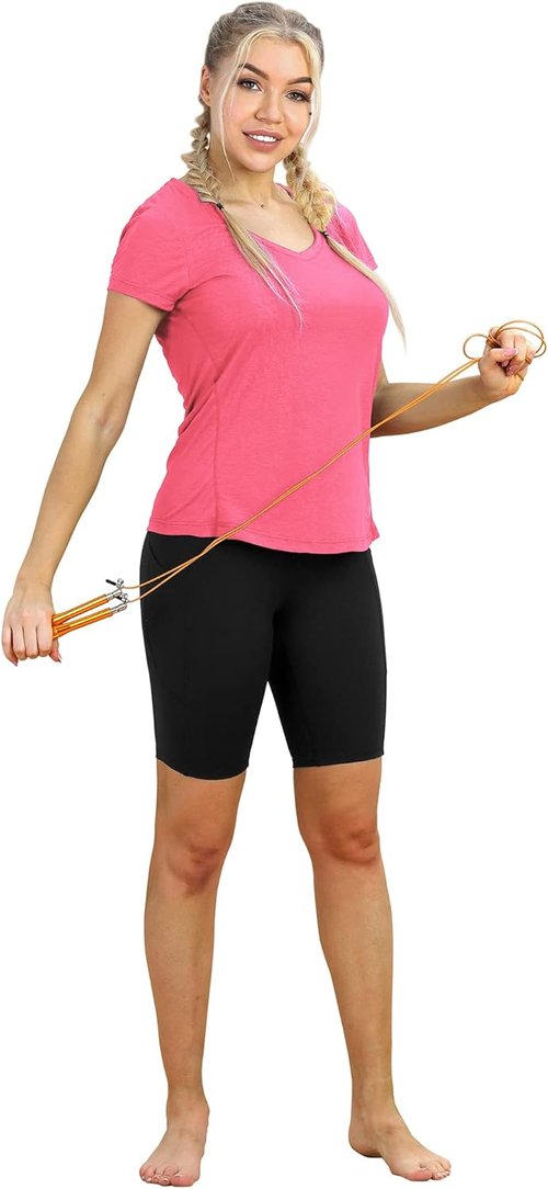 icyzone Open Back Workout T-Shirts for Women - Running Gym Shirts Yoga Tops Exercise Short Sleeves