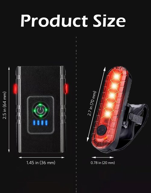 Bike Lights Front and Back for Night Riding, LED USB Rechargeable Bicycle Lights, Blinkers Bike Headlight and Tail Light Set, Fast Charging, Easy to Install