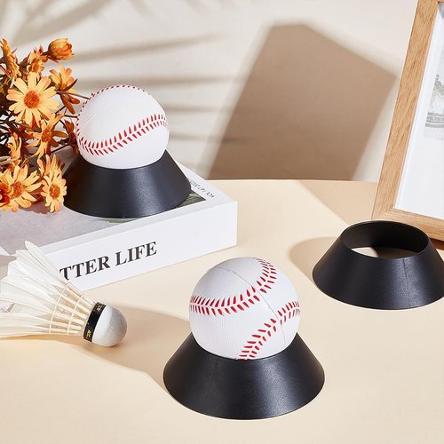 FINGERINSPIRE 10 Pcs Ball Display Stand Black Sphere Holder 2.5inch Plastic Memorabilia Ball Pedestal Sports Ball Storage Rack for Display Basketball Football Volleyball Softball or Other Round Items