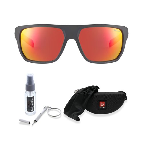 Bolle Vulture 12664 62MM Black Matte/Brown Fire Flat Top Sunglasses for Men +BUNDLE with ACCESSORY EYEWEAR KIT