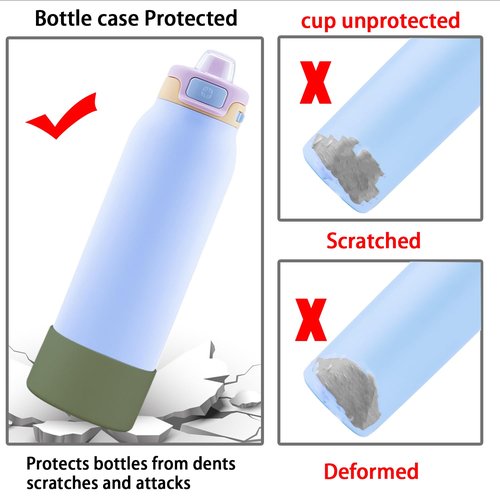 Ello Pop 2 PCS Silicone Bottom Boot for 22 OZ Stainless Steel Water Bottle Accessories, Avoid Scratches and Noise (Military Green, 22oz)
