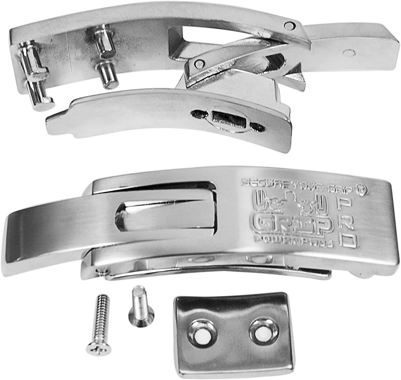 Replacement Lever Buckle for 13MM Thick Powerlifting Lever Belts by Grip Power Pads Weightlifting Belt in Chrome Colors with Embossed LOGO