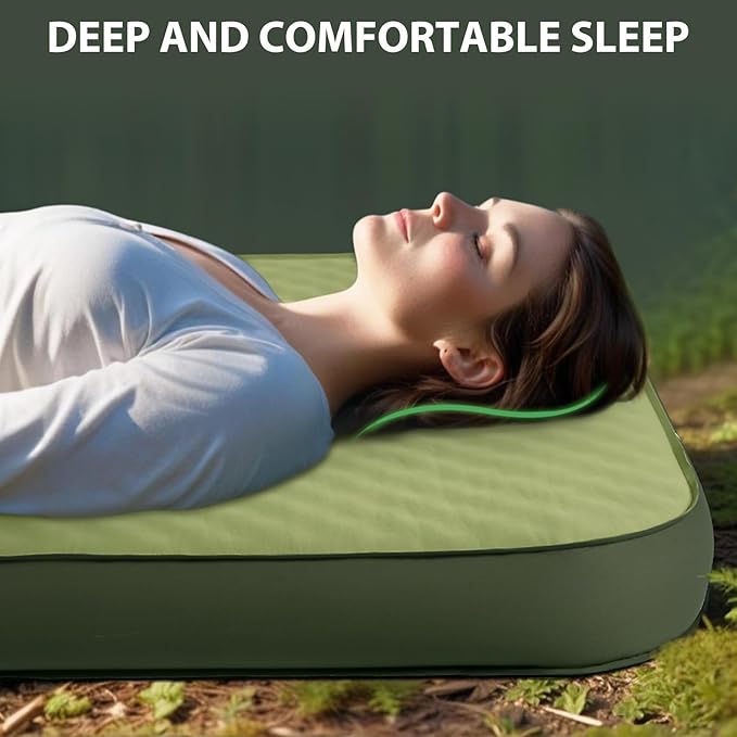 Self Inflating Camping Sleeping Pad, 4" Memory Foam Camp Pad Self Inflating Mattress Sleeping Pad Camp Mat for Camping(Green)