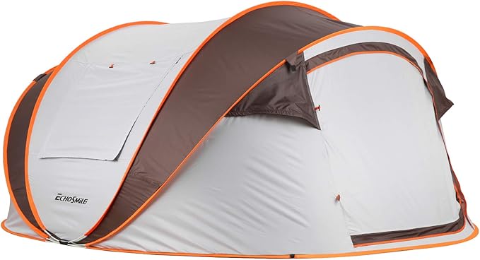 EchoSmile Camping Instant Pop Up Tent, 2/4/6/8/10 Person, Water Resistant Dome, Easy Setup for Camping Hiking and Outdoor, Portable with Carry Bag, 3 Season
