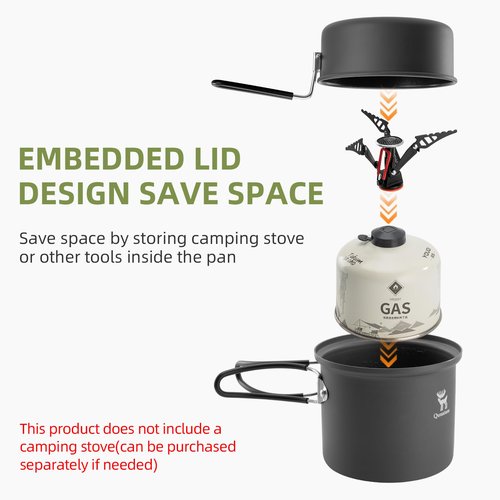 Qunature Ultralight Camping Pot 1.1L Foldable Camping Cups Cooking Pot Water Soup Food Bowl Cup Mug Bottle for Outdoor Backpacking Hiking