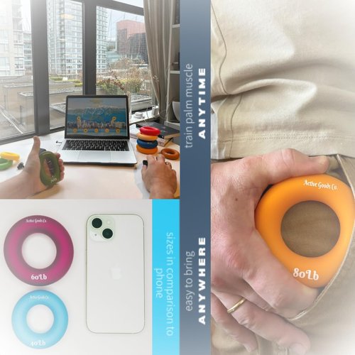 ActiveGoodsCo Hand & Forearm Exerciser - Single ring or Set, Resistance 10-120Lb, Diameter 2.5-3,5in. Visit to see more options (Single 150Lb-3.5in Black)