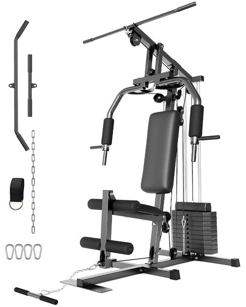 GarveeLife Home Gym Machine System with 100LBS Weight Stack, Multifunctional Weight Machine, Full Body Workout Station Exercise Equipment, All in One Home Gym with Pulley System for Strength Training