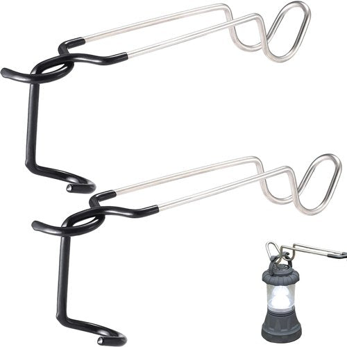 Kuyafenni Outdoor Camping Lantern Hook for Tent lamp Hanger, Bird feeders, Garden Lights, Heavy Duty Outdoor Light Hook - Sturdy and Non Slip Pole Hooks for Yard lightings, Decor, 2 PCS