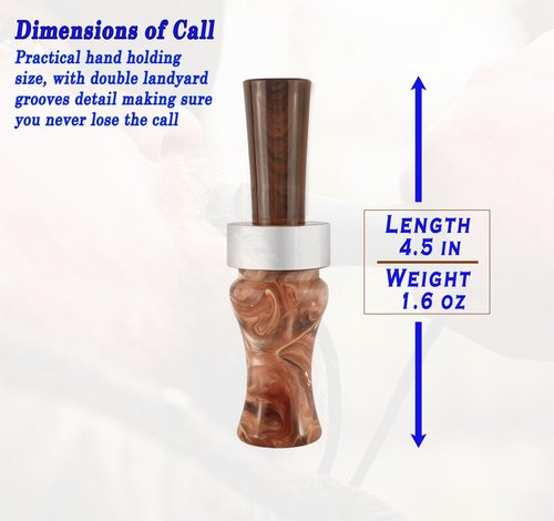 Duck Call Realistic Sound Mallard Duck Call, Resin Casting with Double Reed Poly Insert Teal Hen Duck Call, Easy to Blow Hunting Waterfowl Duck Game Call Multi Scale Finish Lanyard Accessory
