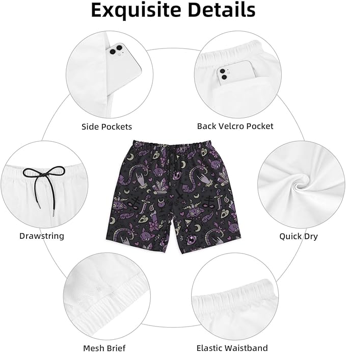 Mens Swim Trunks with Mesh Lining,Quick Dry Swimsuit Board Shorts Beach Pants Swimwear Bathing Suits