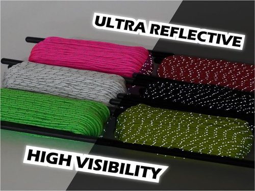BORED? PARACORD! Reflective 95 Cord - High Visibility Strand - 1.75mm x 100 Feet - Hiking, Camping, Tent Guyline, Running, Biking, Tools - Black
