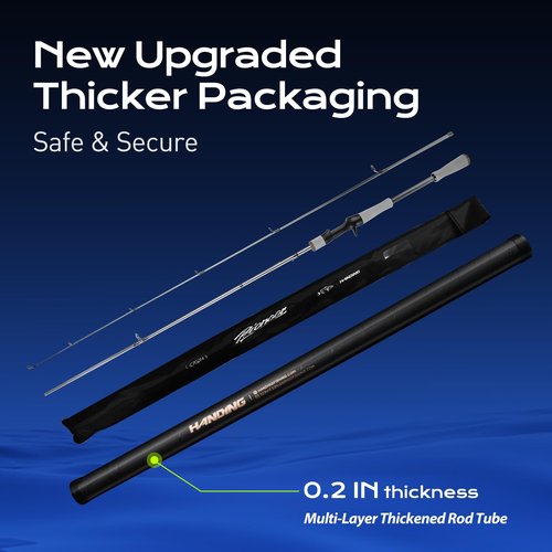 HANDING Pioneer Baitcaster Rod 7' Bass Rod 2-Piece with Medium Power Moderate Fast EVA Handle for Largemouth Smallmouth Walleye