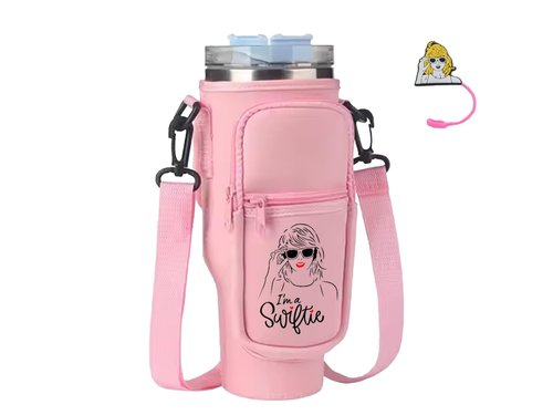Fans Water Bottle Carrier Bag with Phone Pocket Compatible With Stanley 40 oz with Adjustable Strap & Straw Cover for Gift and Watter Bottle Accessories