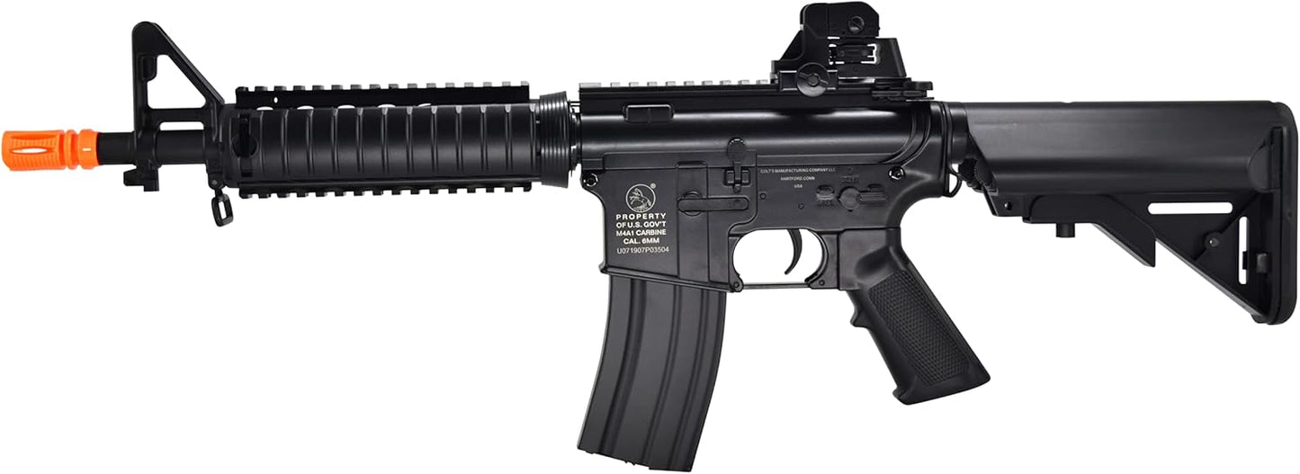 SOFT AIR USA Colt M4A1 M4 CQBR AEG Electric Airsoft Rifle with Adjustable Hop-Up, Black, 453 FPS