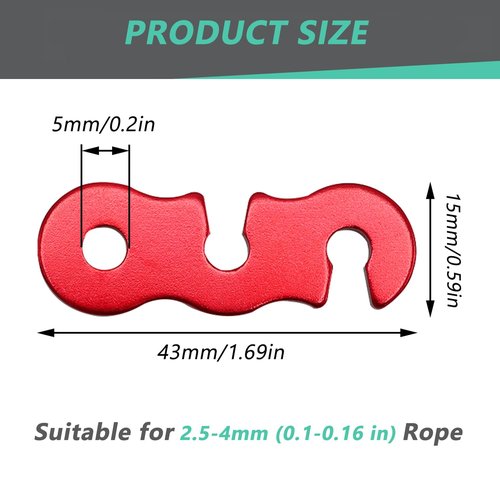 LUYADIN 30Pcs Guyline Tensioner Aluminum Alloy Guy Line Cord Adjusters Tent Rope Tensioners Paracord Tensioner for Outdoor Tent Camping Hiking Accessories (Red)