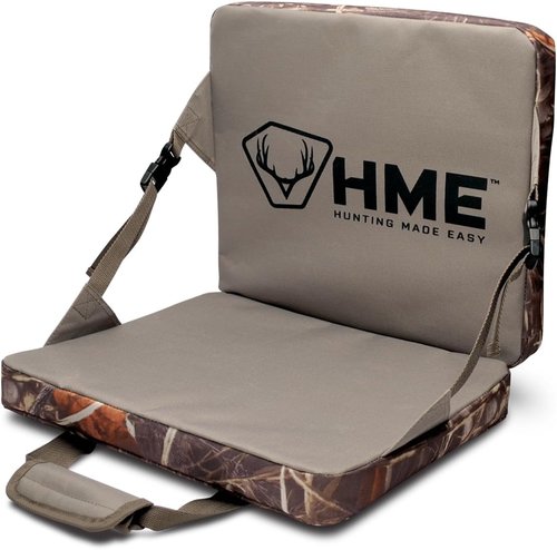 HME Durable Portable Compact Comfortable Weather-Resistant Versatile Hunting Folding Seat Foam Cushion with Adjustable Straps and Storage Pocket