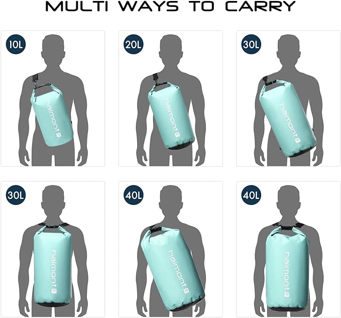 Haimont Waterproof Dry Bag Floating Dry Sack Roll Top Drybag Backpack for Kayaking, Rafting, Boating, Fishing with IPX8 Waterproof Phone Case, Aqua Green, 30L