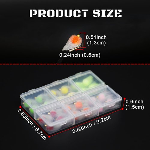24pcs Fly Fishing Flies Kit Brass Beadhead Glo Bug Egg Floating Fly Lure for Salmon, Steelhead, Trout, Fishing Accessories