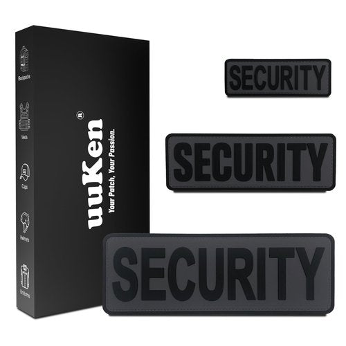uuKen 3Pcs Security Patch Gray Background for Hats Caps Bags Backpacks Vests Clothing (3 Pack, 1Pcs 4" x 1.4", 1Pcs 6" x 2", and 1Pcs 8.5" x 3")