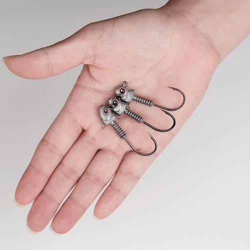 Swimbait Jig Heads with Stacked Cone Keeper, Minnow Style Eye Fishing Jighead 3/16 1/4 3/8oz Assorted(15 PCs)