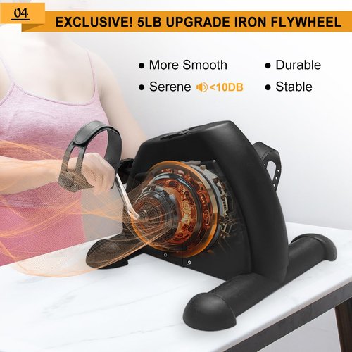 GOREDI Under Desk Bike Pedal Exerciser, Portable Mini Exercise Bike with LCD Display for Home/Office, Desk Cycle for Leg/Arm with Handle, Leg Exerciser While Sitting for Seniors (Black)