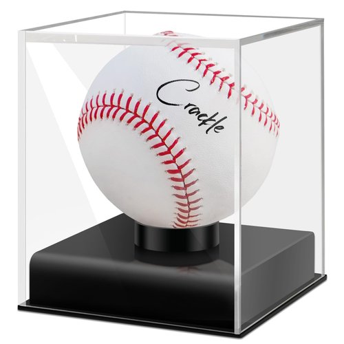 Baseball Display Case with Built-in Stand, Transparent Acrylic Display Case Baseball Holder Square Cube Containers Memorabilia Display Storage Box for Baseball Golf Tennis Billiard (3.7x3.7x4.3inch)