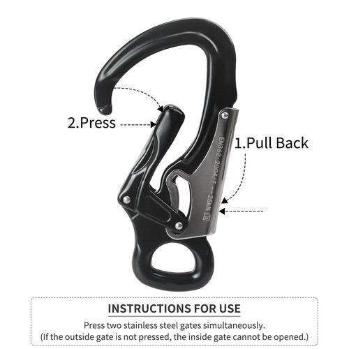 S.E.PEAK 25kN Aluminum Snap Hook, CE Certified Lightweight Double Lock Captive Eye Forged Hook Clip, Rappelling Rescue Gear Equipment for Climbing, Tree Work