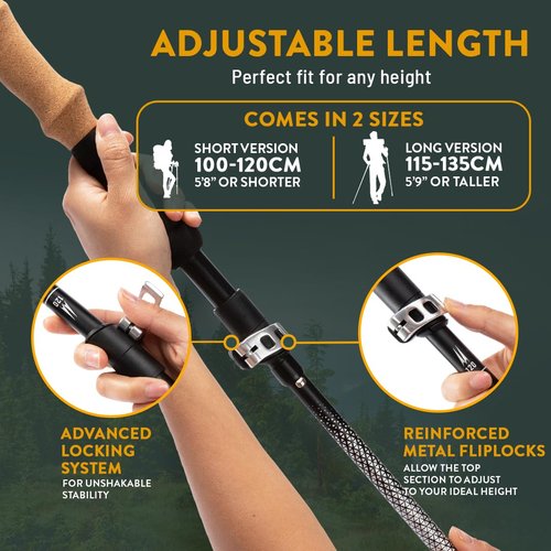 Folding Trekking Poles, Hiking Sticks Foldable Hiking Poles Collapsible Lightweight, Trekking Poles for Hiking Collapsible, Hiking Poles Collapsible Lightweight Walking Sticks for Seniors Black Small