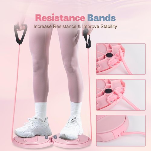 kisnbld Ab Twister Board, Waist Twister Machine with Resistance Bands, Waist Twisting Disc for Core & Ab Exercise, Foot Massage, Ideal for Slimming Workout