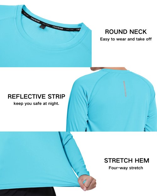 3 Pack Men's Rash Guard Shirts Long Sleeve UV SPF UPF 50+ Sun Protection Shirts Swim Shirts Quick Dry Workout Hiking（LGBEWT L