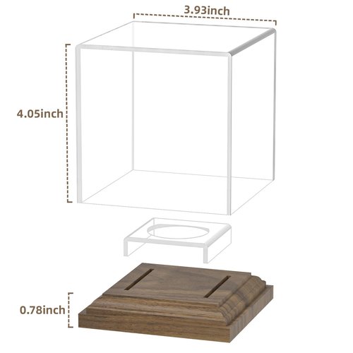 Baseball Case Display for Balls Walnut Wood Base Acrylic Baseball Display Case Baseball Holder Stand Cube Memorabilia Showcase Autograph Ball Protector for Official Size Ball Display