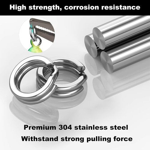 Realure 300 Pcs/8 Sizes Fishing Split Rings 8mm 7mm 6mm 5mm 4.5mm 4mm 3.5mm 3mm Fishing Hooks Lures Ring Connector Stainless Steel 304 Double Ring Clips Snaps for Connecting Fishing Lures & Hooks