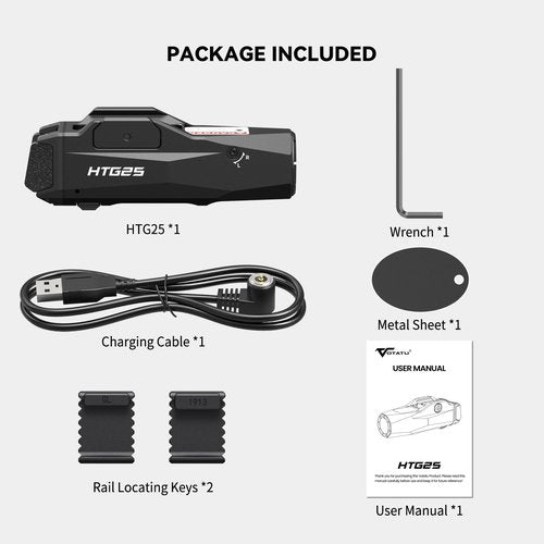 VOTATU 1600 Lumens Light Laser Combo for Pistol, Rechargeable Green Laser and Flashlight with Adjustable Rail Keys, Compact Weapon Light with Laser Beam
